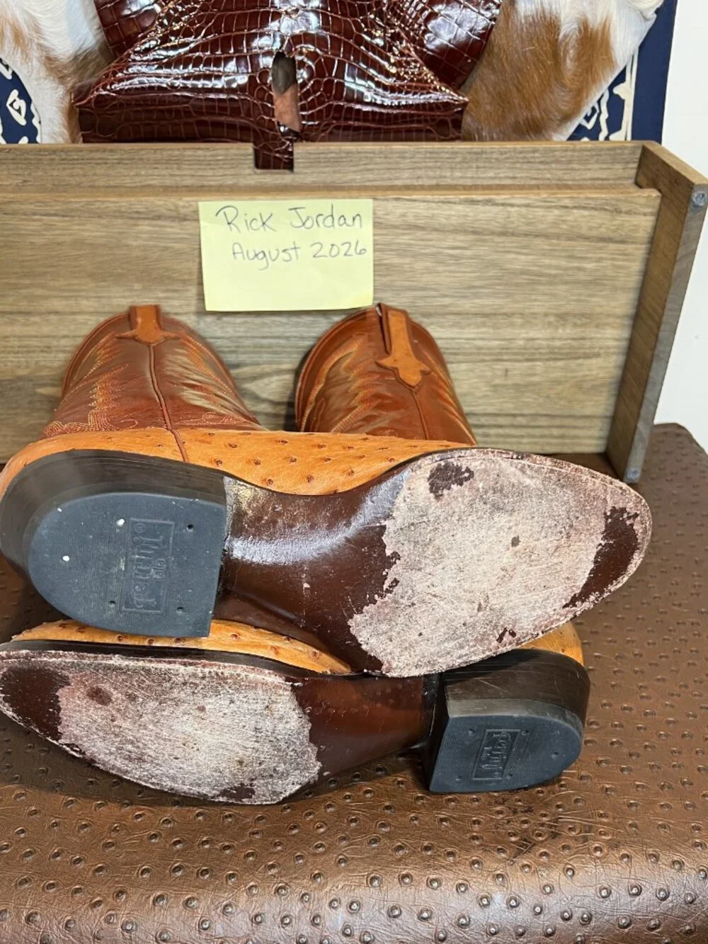 Ferrini P's Tan Full Quill Ostrich Cowboy Boots in Men's Size 11EE